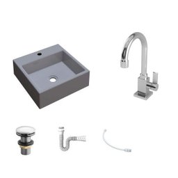 Kit Cuba Q355 Torneira Luxo 1195 Metal Válvula Click 1 Polegada G Sifão Pvc Flexível Compace - 2
