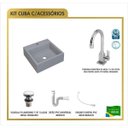 Ver imagem 3 de Kit Cuba Q355 Torneira Luxo 1195 Metal Válvula Click 1 Polegada G Sifão Pvc Flexível Compace
