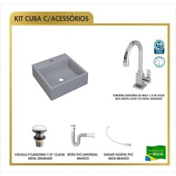 Kit Cuba Q355 Torneira Luxo 1195 Metal Válvula Click 1 Polegada G Sifão Pvc Flexível Compace - 3