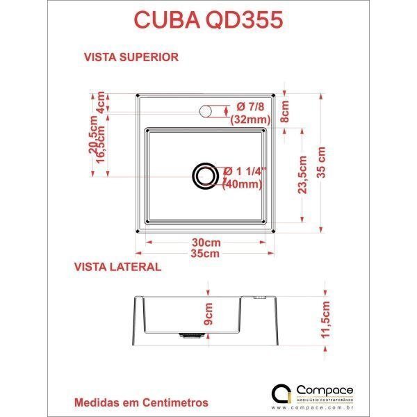 Kit Cuba Q355 Torneira Luxo 1195 Metal Válvula Click 1 Polegada G Sifão Pvc Flexível Compace - 8