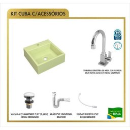 Kit Cuba Q355 Torneira Luxo 1195 Metal Válvula Click 1 Polegada G Sifão Pvc Flexível Compace - 3