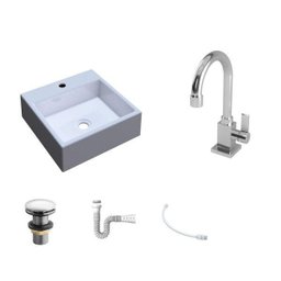 Kit Cuba Q355 Torneira Luxo 1195 Metal Válvula Click 1 Polegada G Sifão PVC Flexível Compace - 2
