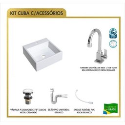 Kit Cuba Q355 Torneira Luxo 1195 Metal Válvula Click 1 Polegada G Sifão PVC Flexível Compace - 3