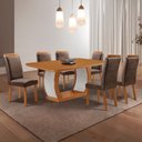 Ver imagem 1 de Mesa de Jantar Milena 180cm Tampo MDF Canto Copo Laminado e 6 Cadeiras Lorena
