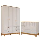 Ver imagem 1 de Jogo de Quarto Infantil Biscoito Guarda Roupa e Cômoda 6 Gavetas Off White/nature - Permóbili Baby