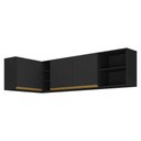 Ver imagem 3 de Kit Armário de Cozinha Aéreo Canto 90cm e Aéreo 150cm Veneza Multimóveis Mp2149 Preto/dourado
