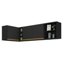 Ver imagem 1 de Kit Armário de Cozinha Aéreo Canto 90cm e Aéreo 150cm Veneza Multimóveis Mp2149 Preto/dourado