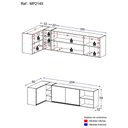 Ver imagem 4 de Kit Armário de Cozinha Aéreo Canto 90cm e Aéreo 150cm Veneza Multimóveis Mp2149 Preto/dourado
