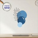 Ver imagem 1 de Adesivo Floral Boho Azul Estilo Nórdico 50x35 Minimalista Mod.02