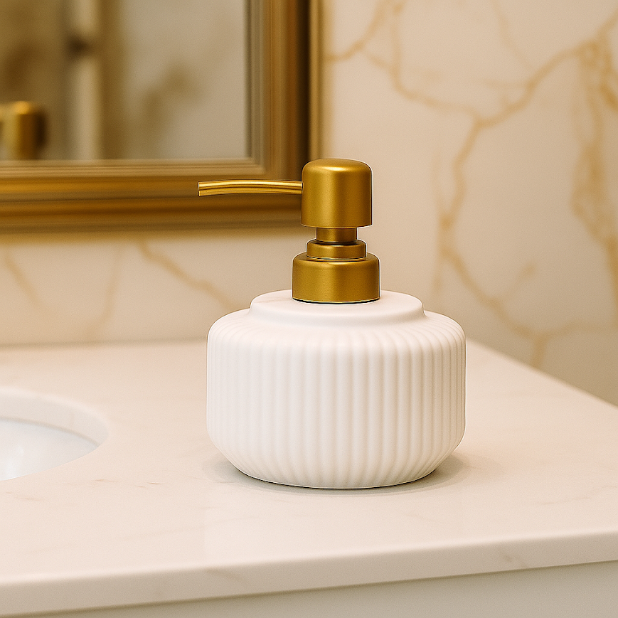 Porta Sabonete Líquido Porcelana Banheiro Dispenser Branco - 4