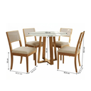 Ver imagem 3 de Conjunto Mesa com 4 Cadeiras para Sala de Jantar em Madeira Maciça e Tampo com Vidro Elma Off White/Bege