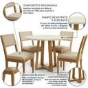 Ver imagem 4 de Conjunto Mesa com 4 Cadeiras para Sala de Jantar em Madeira Maciça e Tampo com Vidro Elma Off White/Bege