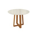 Ver mais imagens de Conjunto Mesa com 4 Cadeiras para Sala de Jantar em Madeira Maciça e Tampo com Vidro Elma Off White/Bege