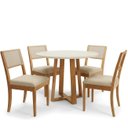 Ver imagem 2 de Conjunto Mesa com 4 Cadeiras para Sala de Jantar em Madeira Maciça e Tampo com Vidro Elma Off White/Bege