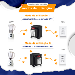 Transformador 2000va Bivolt 110 220v e 220 para 110v Trafo - 3