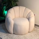 Ver imagem 5 de Poltrona Decorativa Curva Orgânica Serena Bouclê Bege - Montanari'S Decor