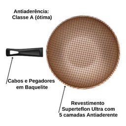 Frigideira Wok Antiaderente com Tampa de Vidro 24cm 2,8l Mta - 2