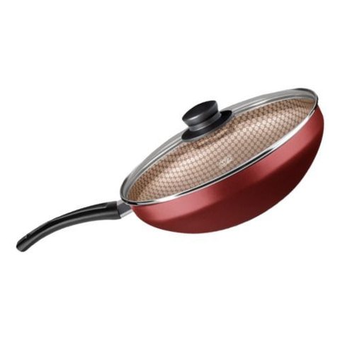 Frigideira Wok Antiaderente com Tampa de Vidro 24cm 2,8l Mta
