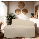 Ver imagem 2 de Sofá Curvo 2 Lugares 145cm Orgânico Bouclé Divã Lado Direito Cor:creme