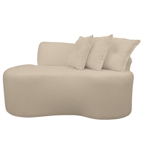 Sofá Curvo 2 Lugares 145cm Orgânico Bouclé Divã Lado Direito Cor:creme
