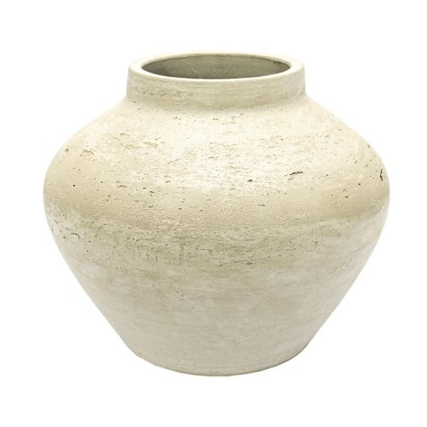 Vaso Decorativo Rustico de Cimento Cinza Claro 27x30cm
