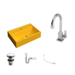 Kit Cuba Q45 Torneira Luxo 1195 Metal Válvula Click 1 Polegada G Sifão Pvc Flexível Compace - 2