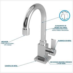 Kit Cuba Q45 Torneira Luxo 1195 Metal Válvula Click 1 Polegada G Sifão Pvc Flexível Compace - 8
