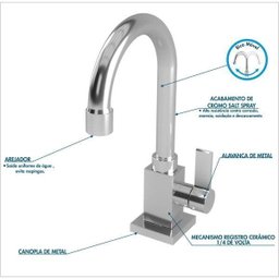 Kit Cuba Q45 Torneira Luxo 1195 Metal Válvula Click 1 Polegada G Sifão Pvc Flexível Compace - 10