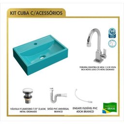 Kit Cuba Q45 Torneira Luxo 1195 Metal Válvula Click 1 Polegada G Sifão Pvc Flexível Compace - 9