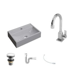 Kit Cuba Q45 Torneira Luxo 1195 Metal Válvula Click 1 Polegada G Sifão Pvc Flexível Compace - 2