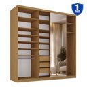 Ver imagem 4 de Guarda-Roupas Casal 100% MDF 208,5cm com 1 Porta Espelho 3 Gavetas Closet Sion Marrom/Nogueira