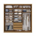 Ver imagem 5 de Guarda-Roupas Casal 100% MDF 208,5cm com 1 Porta Espelho 3 Gavetas Closet Sion Marrom/Nogueira