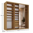 Ver imagem 3 de Guarda-Roupas Casal 100% MDF 208,5cm com 1 Porta Espelho 3 Gavetas Closet Sion Marrom/Nogueira