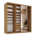 Ver imagem 2 de Guarda-Roupas Casal 100% MDF 208,5cm com 1 Porta Espelho 3 Gavetas Closet Sion Marrom/Nogueira