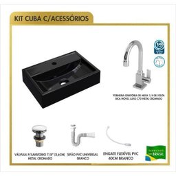 Kit Cuba Q45 Torneira Luxo 1195 Metal Válvula Click 1 Polegada G Sifão Pvc Flexível Compace - 8