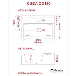 Kit Cuba Q45 Torneira Luxo 1195 Metal Válvula Click 1 Polegada G Sifão Pvc Flexível Compace - 4