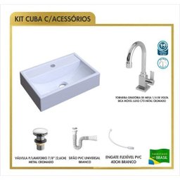 Kit Cuba Q45 Torneira Luxo 1195 Metal Válvula Click 1 Polegada G Sifão PVC Flexível Compace - 4