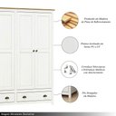 Ver imagem 3 de Guarda Roupa Madeira Maciça 4 Portas Osiris 2 Gavetas Branco/freijó - G74 - Gran Belo