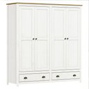 Ver imagem 2 de Guarda Roupa Madeira Maciça 4 Portas Osiris 2 Gavetas Branco/freijó - G74 - Gran Belo