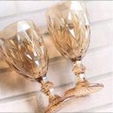 Ver imagem 2 de Jogo 6 Taças Vinho e Água Vidro Diamond Âmbar Luxo 340ml - Vivaflor Decor