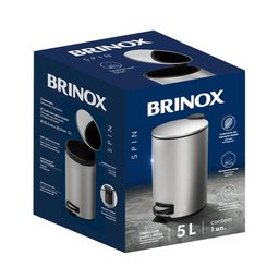 Lixeira para Banheiro e Cozinha Inox com Pedal Spin 5 Litros - Brinox - 7
