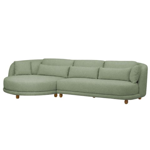 Sofá 05 Lugares 330cm Arizona com Chaise Direito Bouclé Verde Claro - Nexta Casa