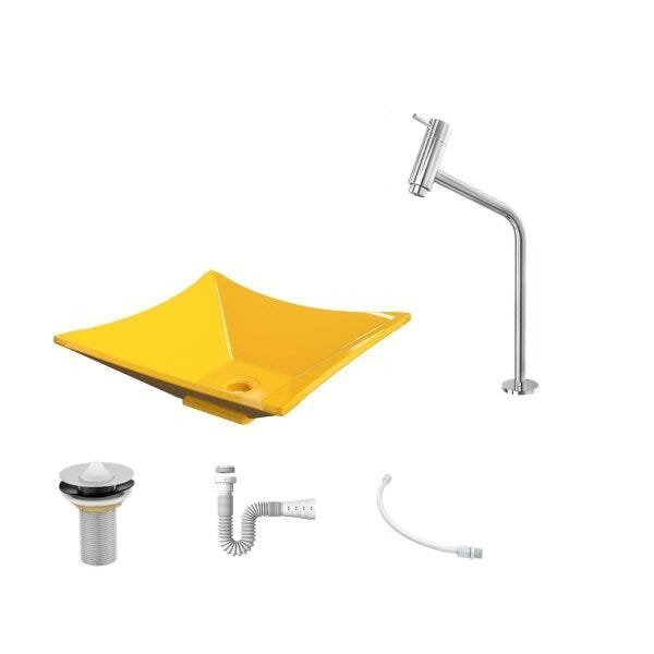 Kit Cuba L34 Torneira Link 1062 Metal Válvula 1 Polegada Sifão Pvc Flexível Compace - 2