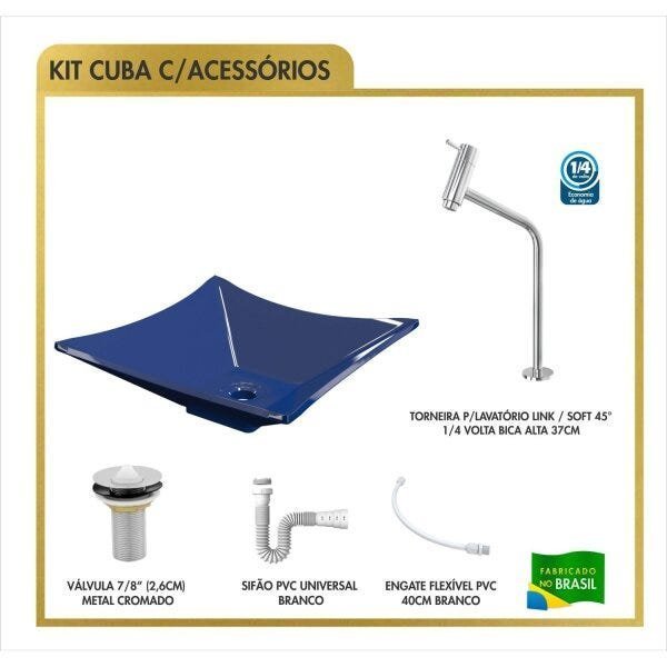 Kit Cuba L34 Torneira Link 1062 Metal Válvula 1 Polegada Sifão Pvc Flexível Compace - 3