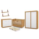 Ver imagem 1 de Dormitório Tutto New 2 Portas, Cômoda 1 Porta, Berço Freijó/Branco Soft com Colchão D18 e Prateleira