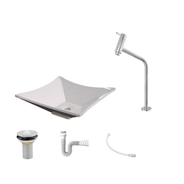 Kit Cuba L34 Torneira Link 1062 Metal Válvula 1 Polegada Sifão Pvc Flexível Compace - 2