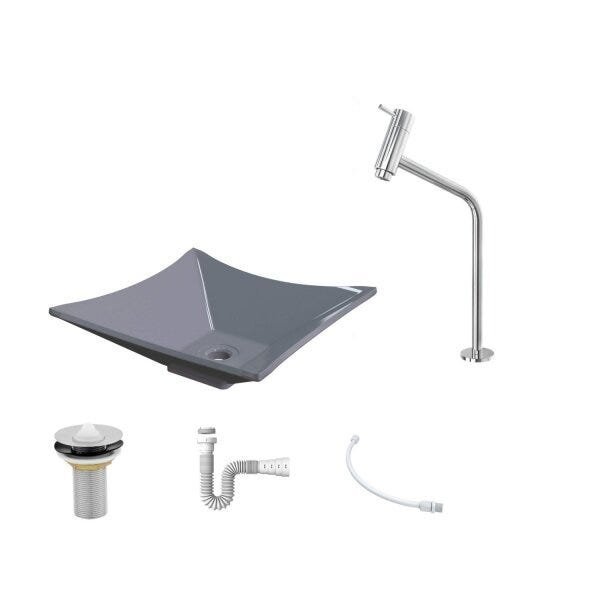 Kit Cuba L34 Torneira Link 1062 Metal Válvula 1 Polegada Sifão Pvc Flexível Compace - 2