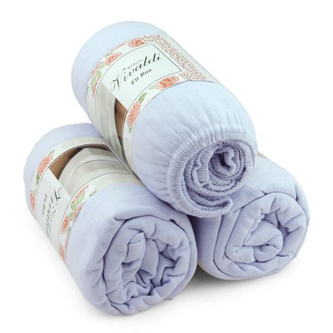 Kit Atacado 3pçs para Revenda Casal Saia Fit Box Liso Branco Sul Brasil Fit Box Vivaldi