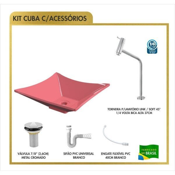 Kit Cuba L34 Torneira Link 1062 Metal Válvula 1 Polegada Sifão Pvc Flexível Compace - 3