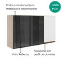Ver imagem 4 de Armario Aereo 3 Portas Vidro MDF 120 cm Kali 1219717 Nicioli Bianco Toq Branco